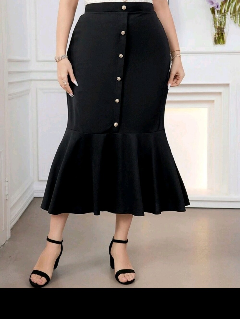SHEIN Brown A-Line Skirt with Button Detail